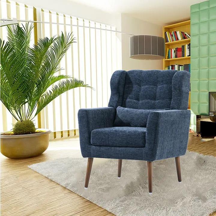 Modern Accent Chair, Arm Chairs For Living Room, Upholstered Mordern Armchair, Comfy Soft Padded Lounge Chair In Small Space, Bedroom, With Pillow, Solid Wood Leg by Unique Piece Furniture