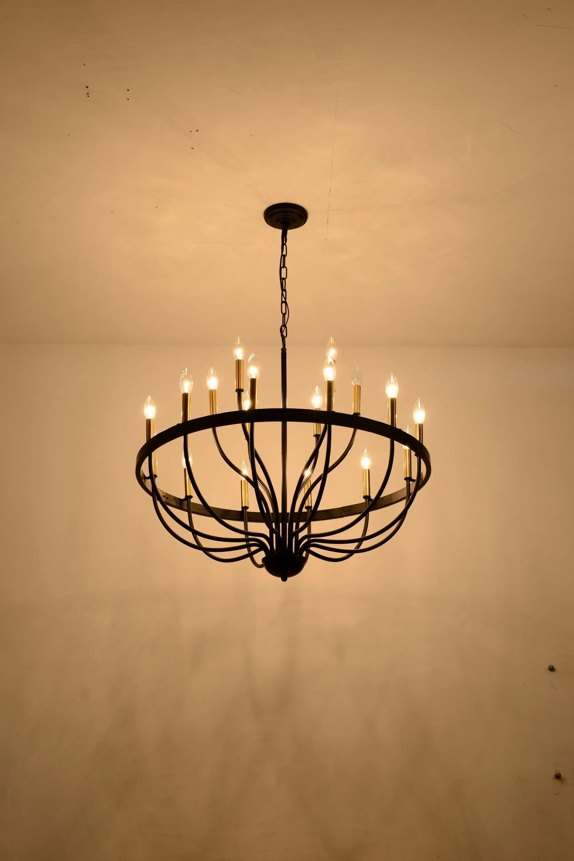 15-Light Industrial Iron Candle Chandelier Modern Farmhouse Pendant Light by HouseOfZazla
