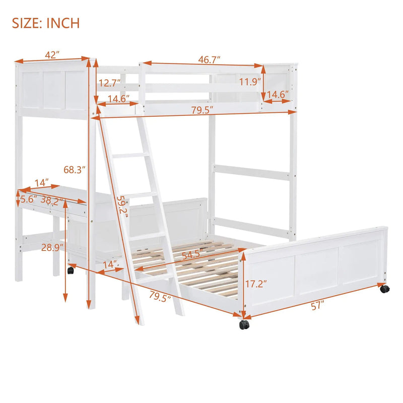 Full Over Full Bunk Bed With Desk by Unique Piece Furniture