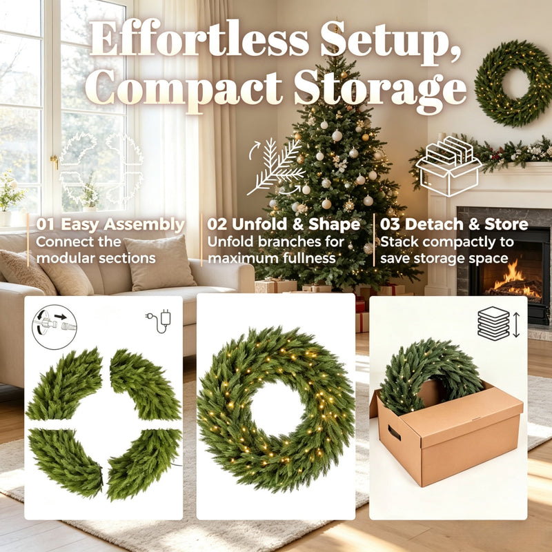 48in Pre-Lit Norwegian Spruce Christmas Wreath with 150 LED Lights - Green, photo 3 of 8