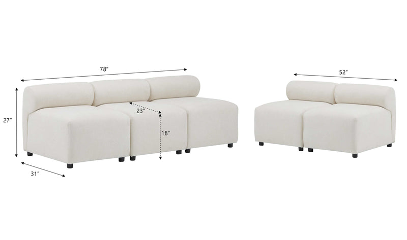 Evelyn 5-Piece Modular Chenille Sectional Sofa for Living Rooms by HouseOfZazla