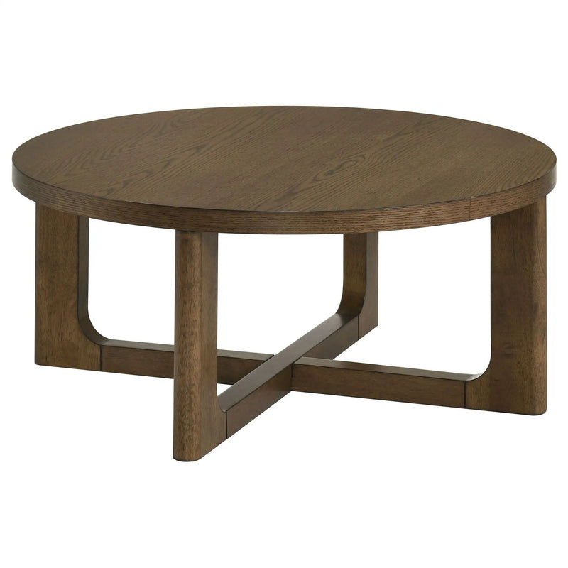 Kessler 3-piece Round Sculptural Wood Coffee Table Set Brown by Unique Piece Furniture