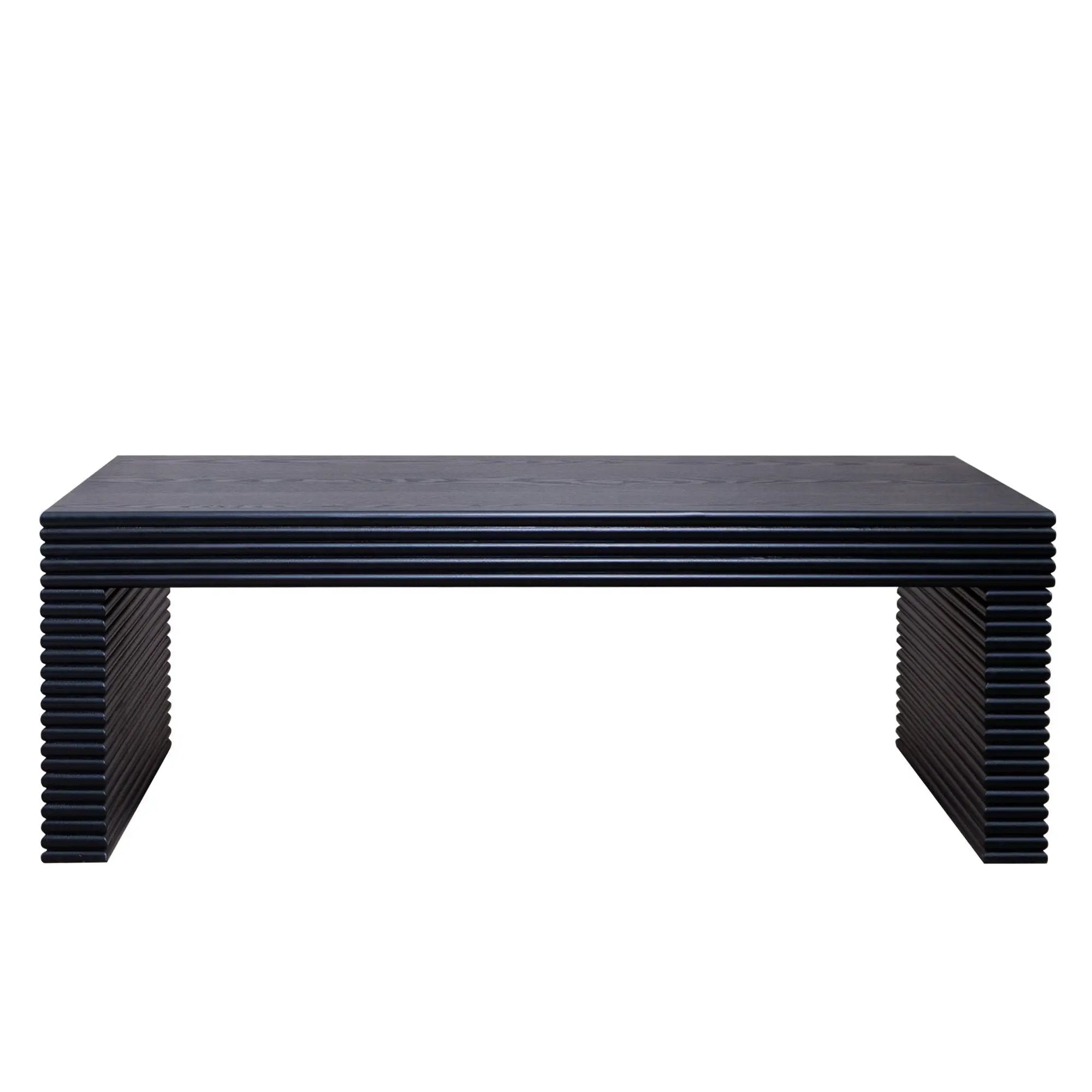 Modern Ribbed Coffee Table, Rectangular Low Profile Center Table For Living Room - Black by Unique Piece Furniture