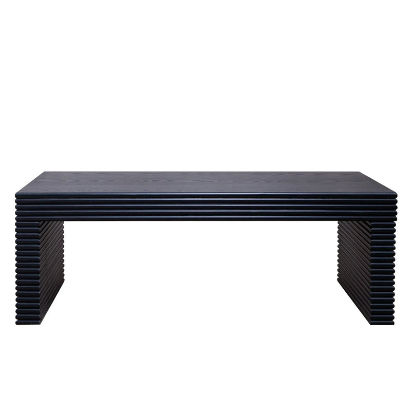Modern Ribbed Coffee Table, Rectangular Low Profile Center Table For Living Room - Black by Unique Piece Furniture