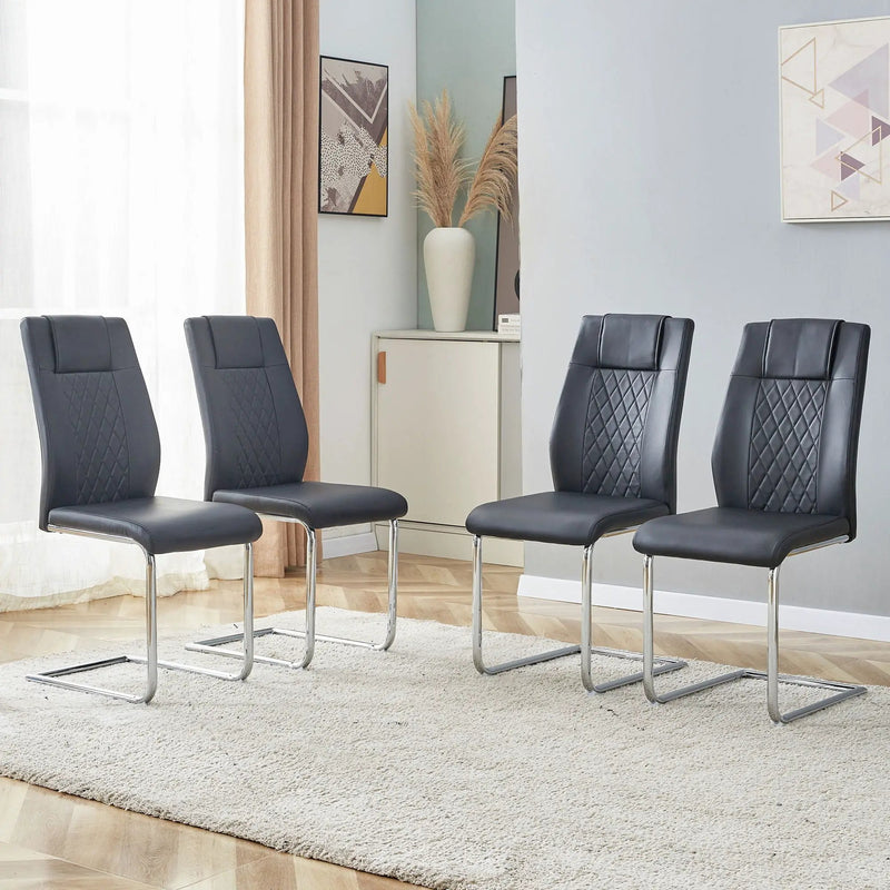 Modern Dining Chairs With Padded Seat, Metal Legs by Unique Piece Furniture