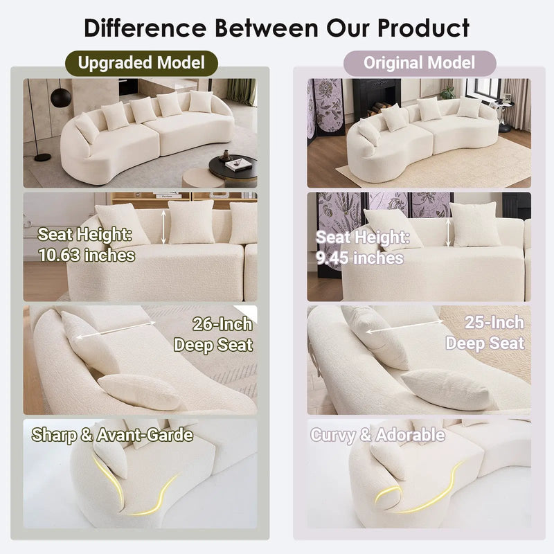 Curved Boneless Sofa, Compression Modular 110'' Sectional by HouseOfZazla
