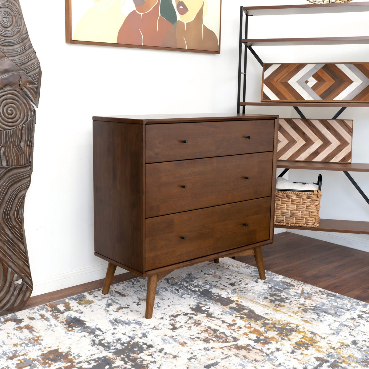 Solid Wood 3 Drawer Dresser with Spacious Storage - Brown, photo 9 of 9