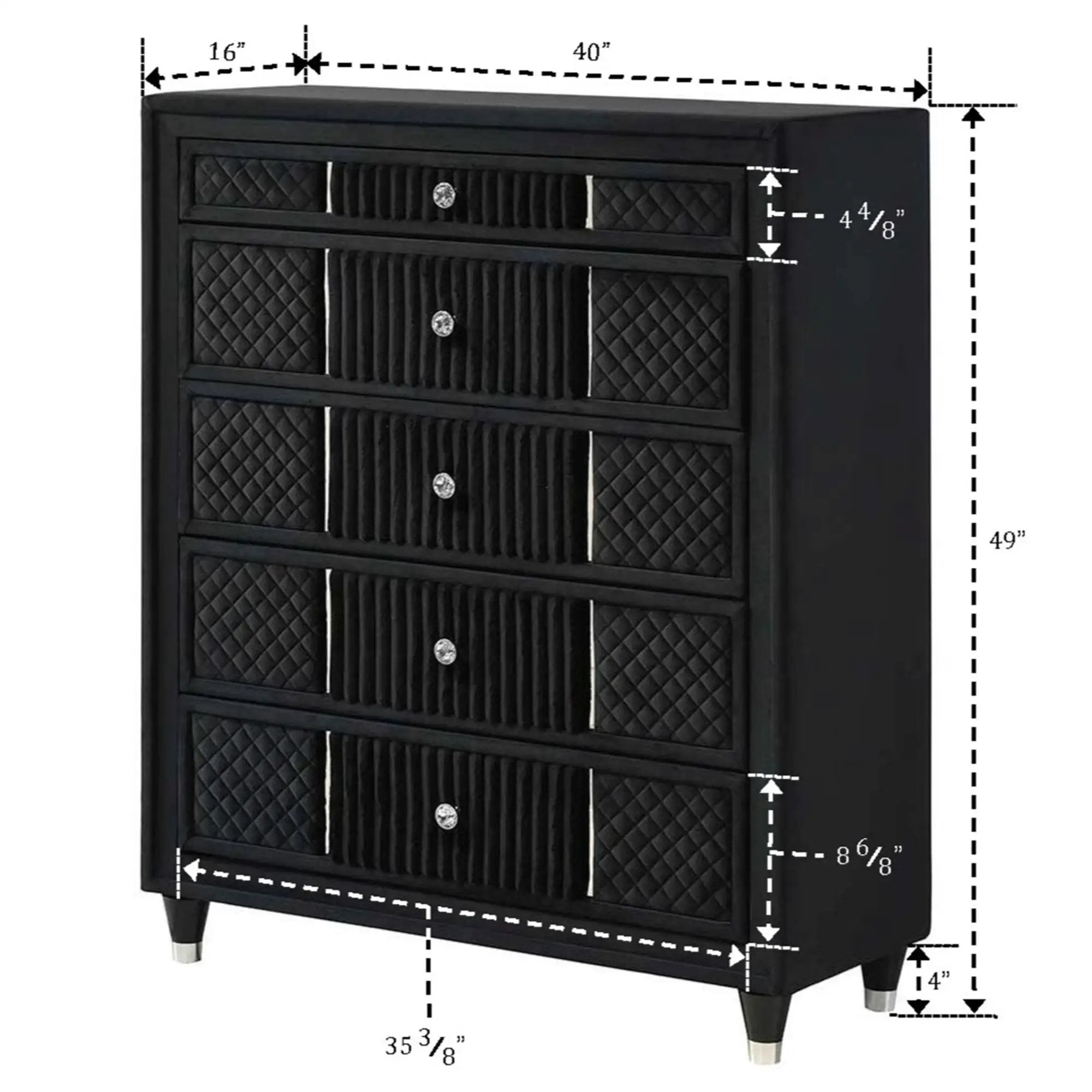 1 Piece Tall Chest Upholstery Textured - Black by Unique Piece Furniture