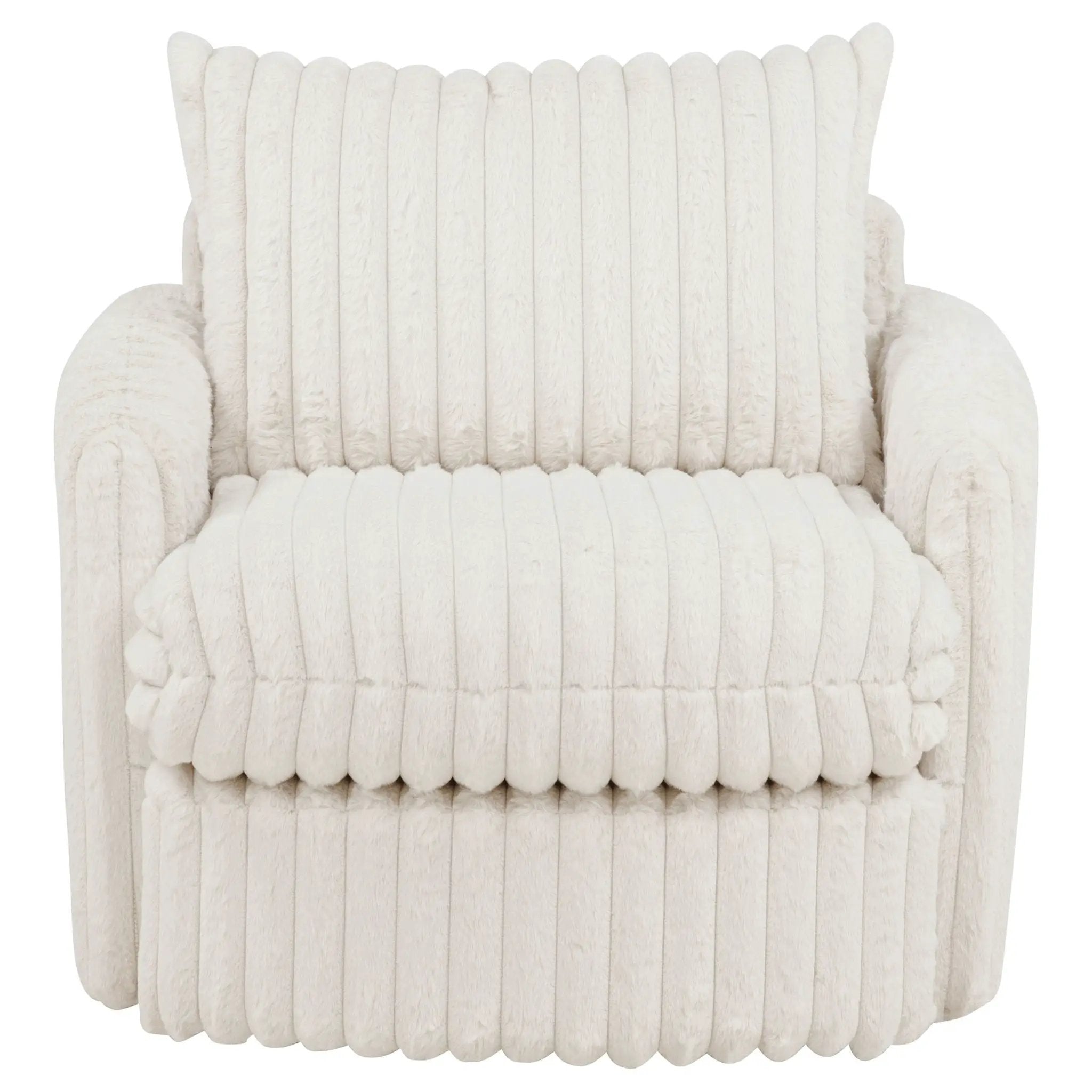 Sarco Corduroy Upholstered Swivel Accent Arm Chair Ivory by Unique Piece Furniture