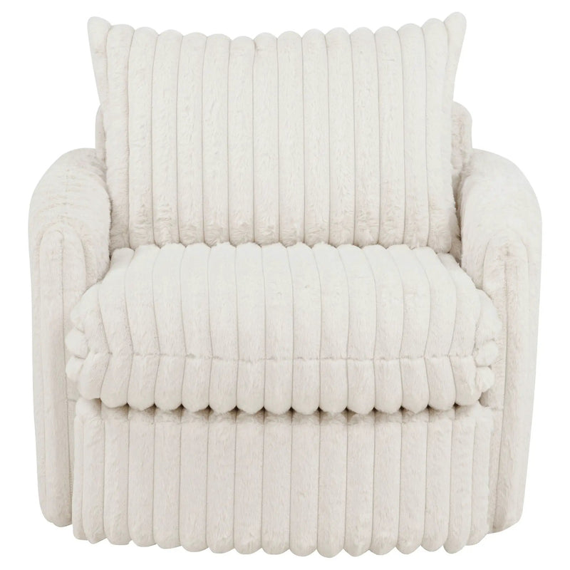 Sarco Corduroy Upholstered Swivel Accent Arm Chair Ivory by Unique Piece Furniture