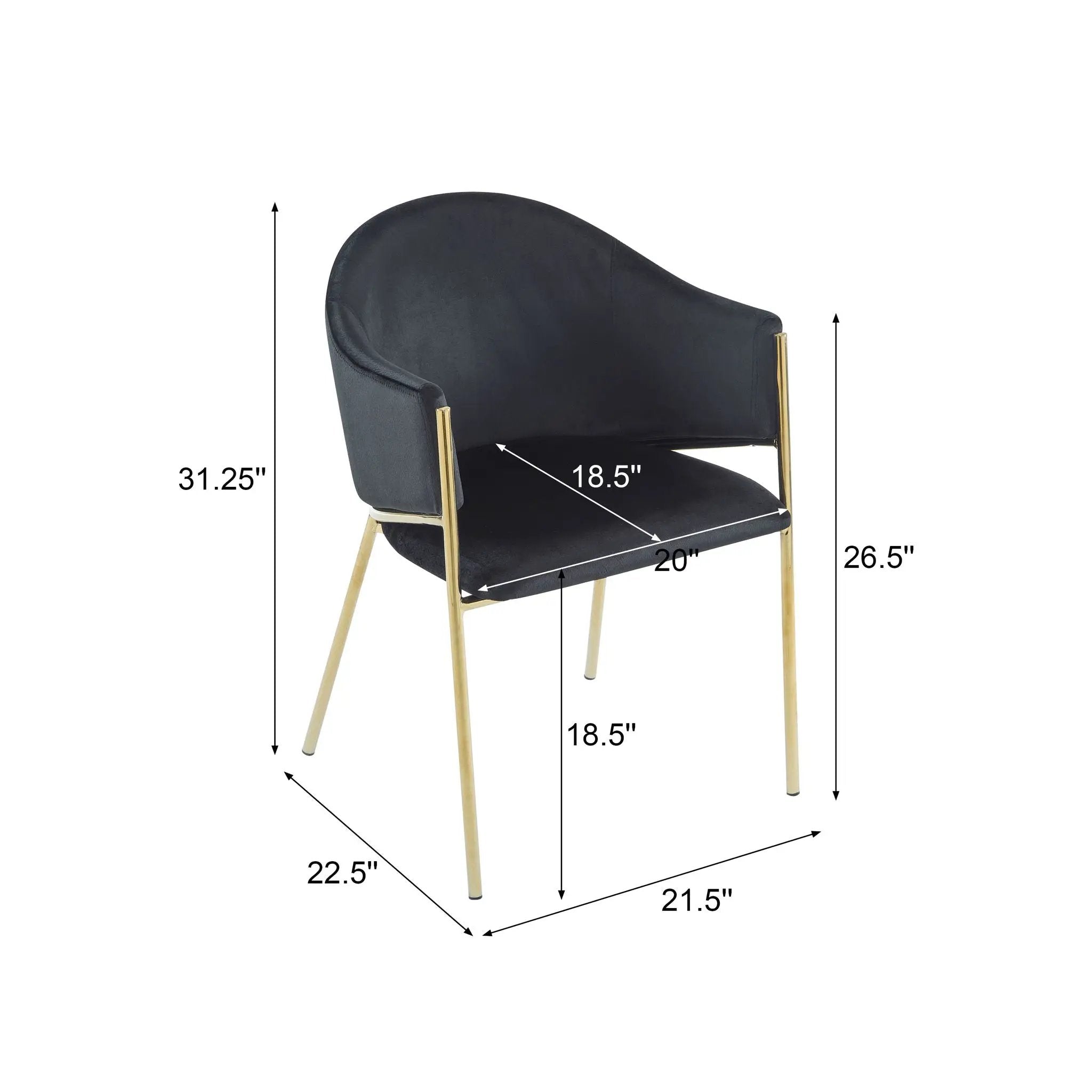 Modern Upholstered Dining Chair With Plush Velvet and Metal Frame by HouseOfZazla