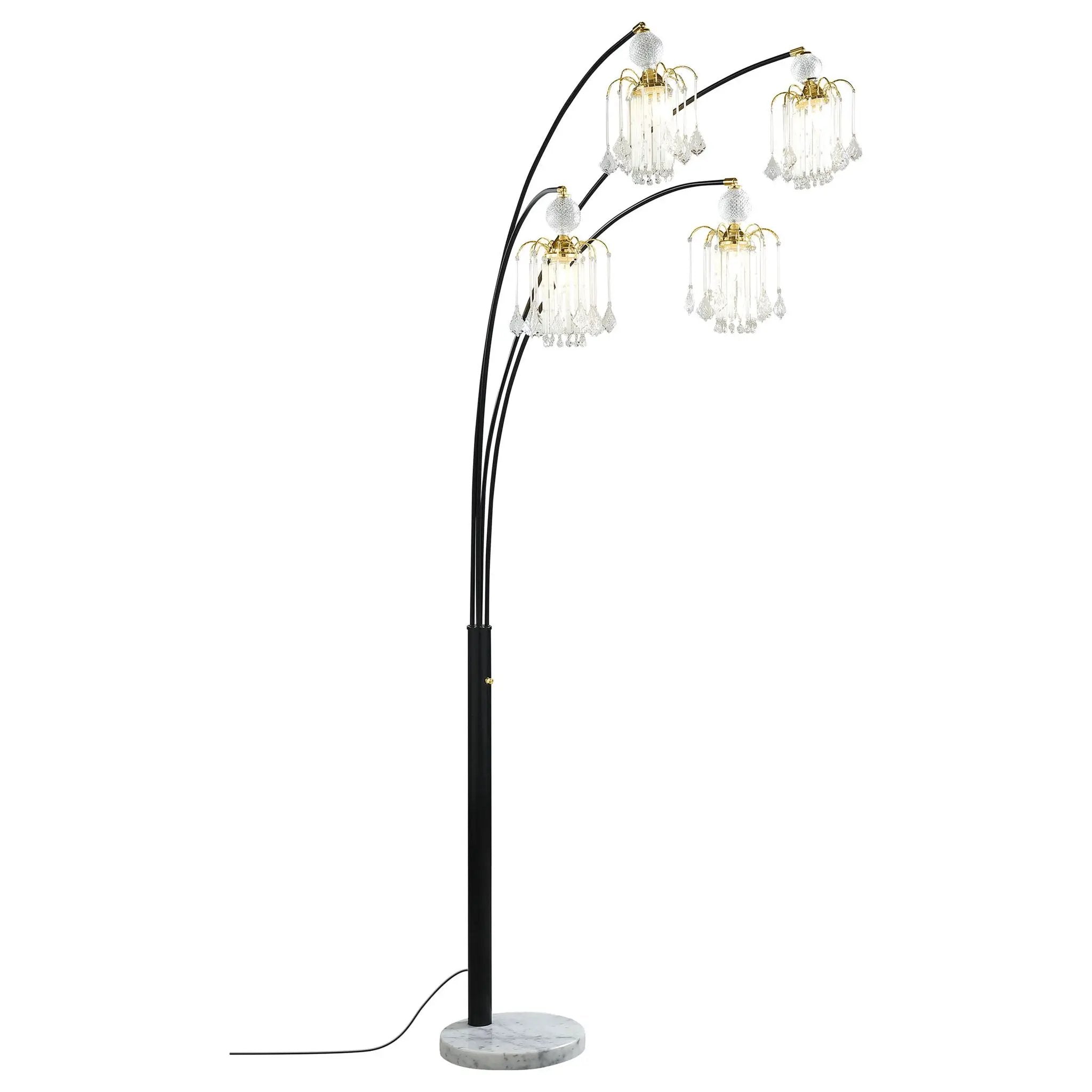 Maisel 91-inch Hanging Crystal Arc Tree Floor Lamp Black by Unique Piece Furniture