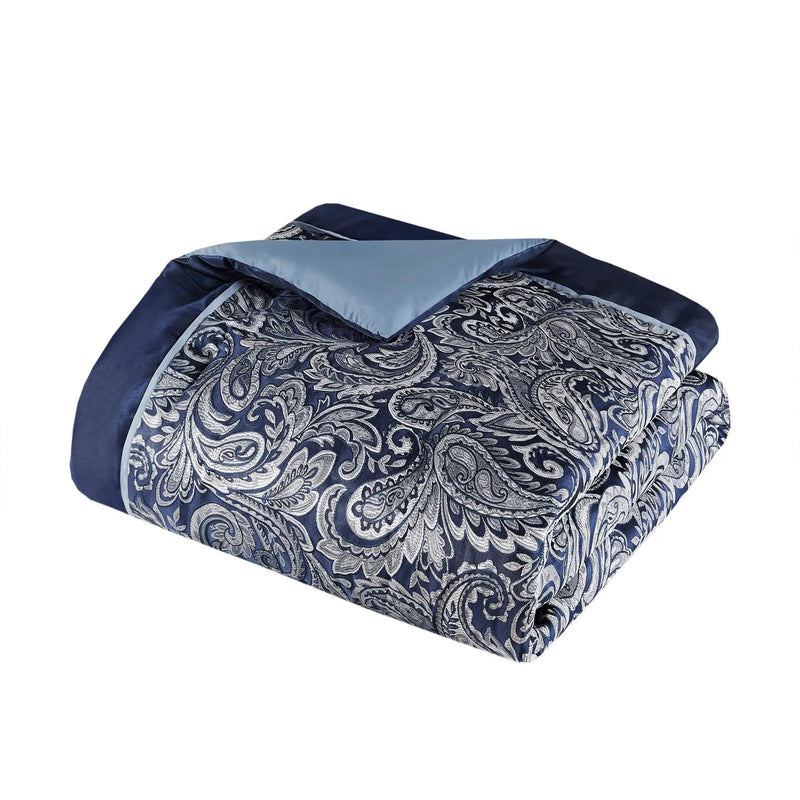 12 Piece Comforter Set with Cotton Bed Sheets Navy King by HouseOfZazla