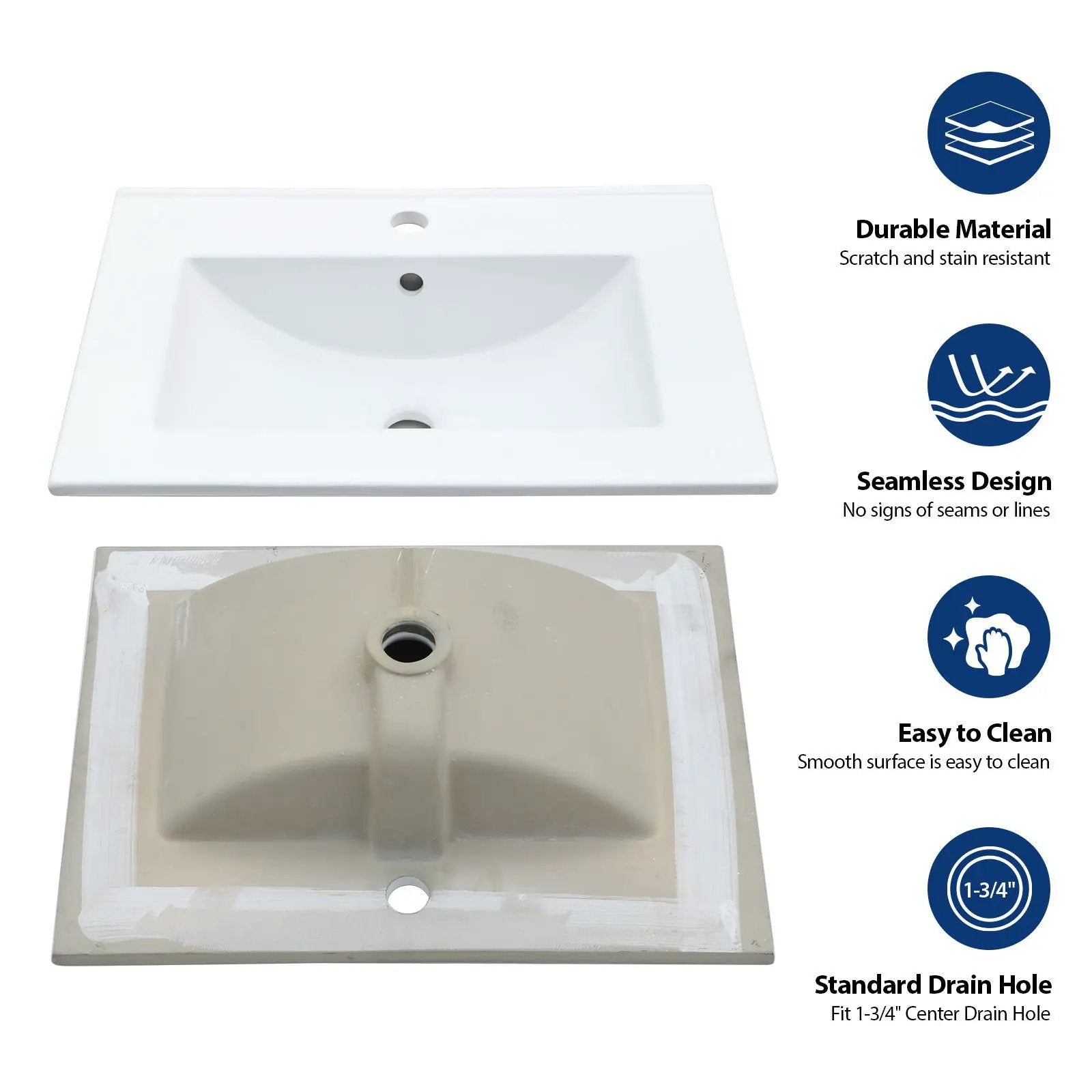 Console Sink With Legs, 24" X 18", Durable Porcela With Frame - White / Black by HouseOfZazla