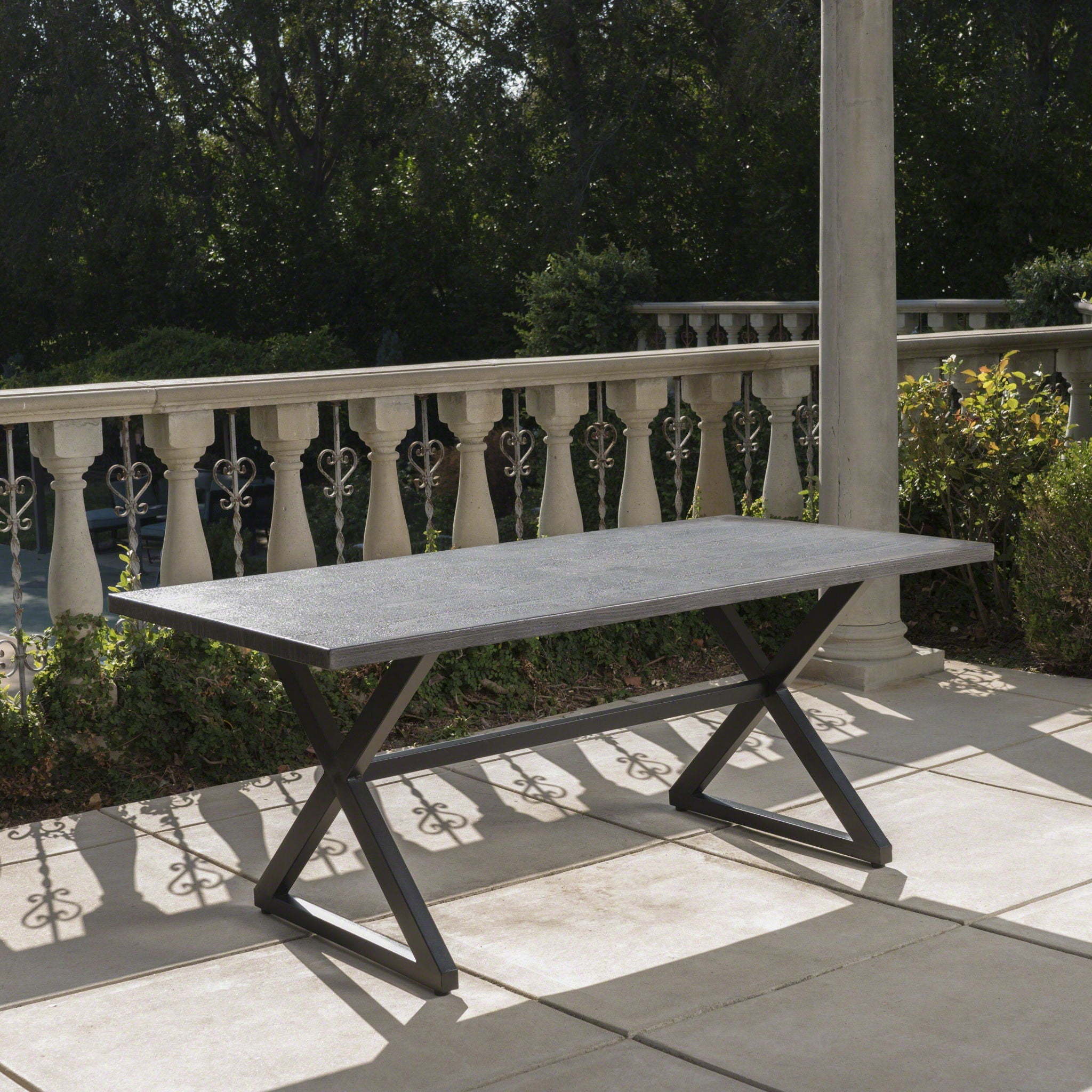 Rolando Outdoor Aluminum Dining Table with Steel Frame by HouseOfZazla