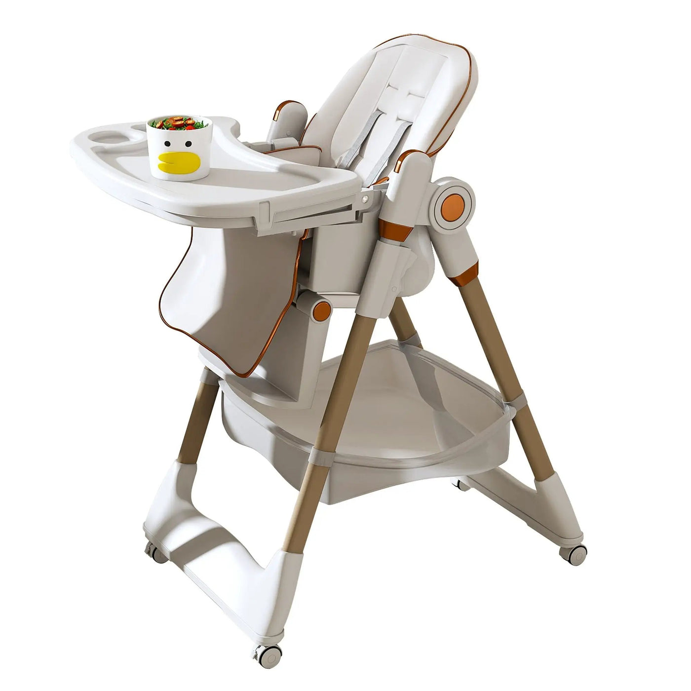 Adjustable Baby High Chair 0-6 Years, Portable Infant Feeding Seat With Safety Belt, Silent Lockable Wheels by HouseOfZazla