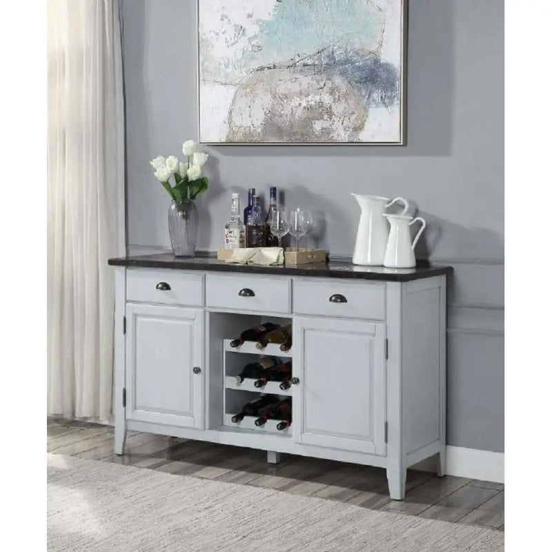 Lanton - Server - Natural Marble & Antique White by Unique Piece Furniture