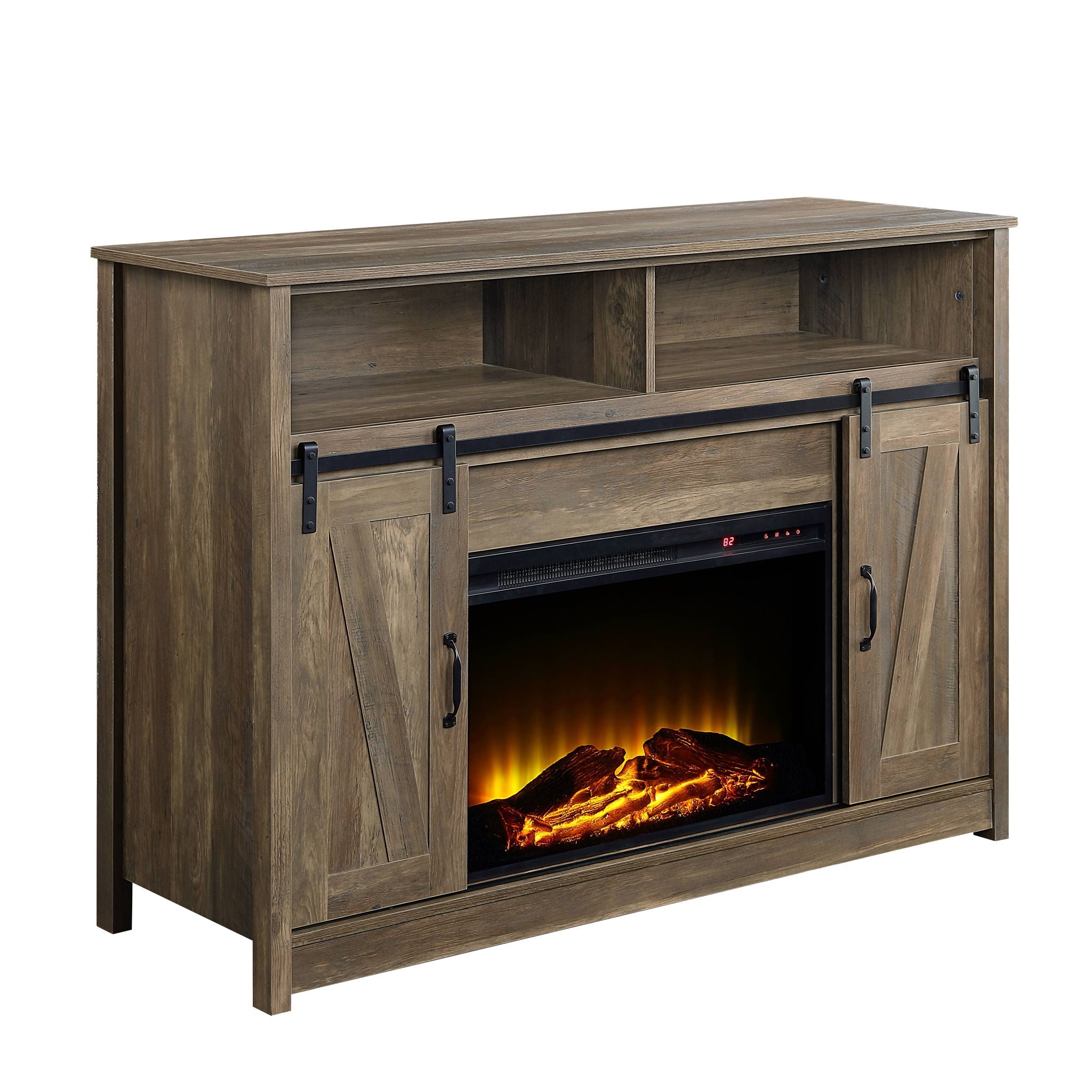 Tobias - Fireplace With Shelf Storage - Oak by HouseOfZazla