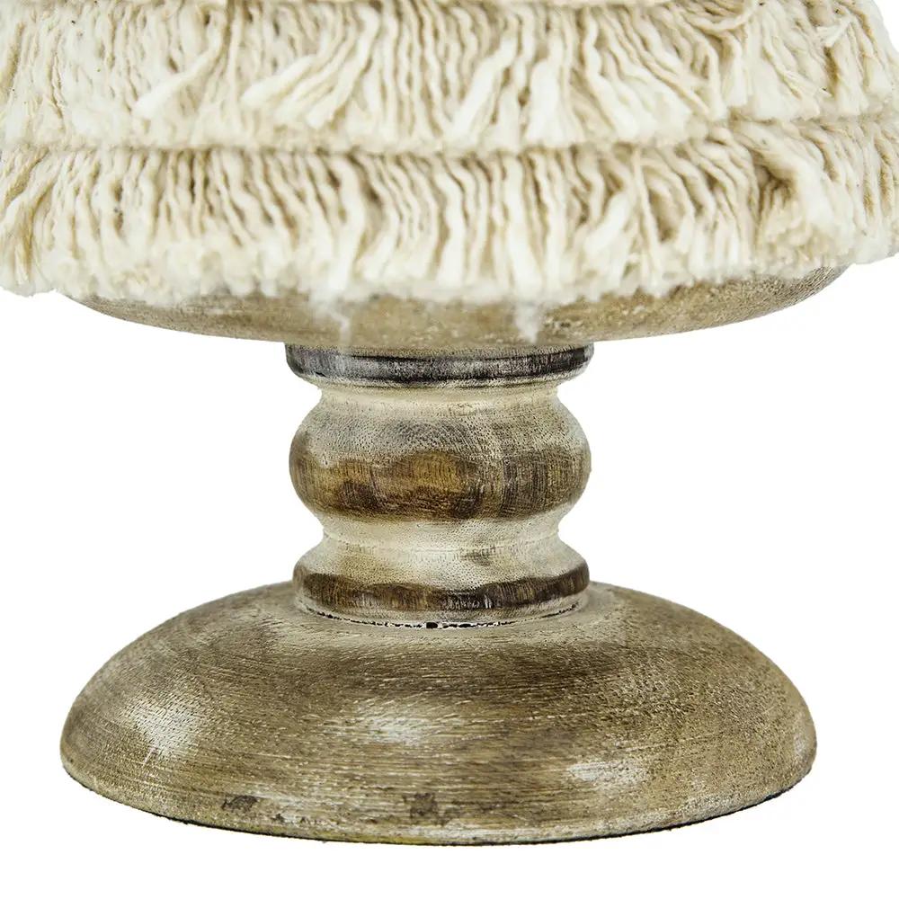 D5.1x21.7" Fringes Embellished Cone With Wooden Base by HouseOfZazla