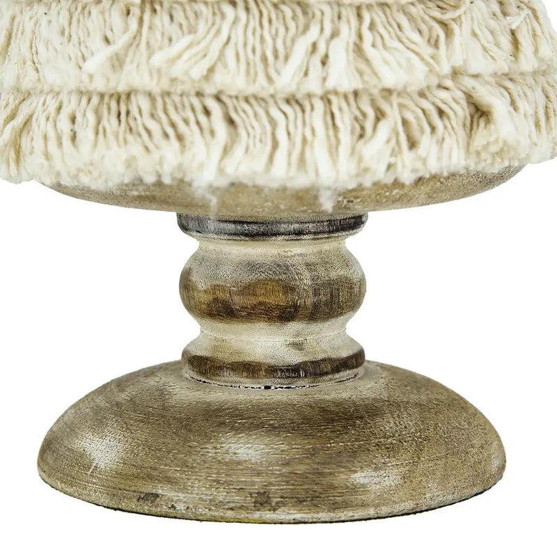 D5.1x21.7" Fringes Embellished Cone With Wooden Base by HouseOfZazla