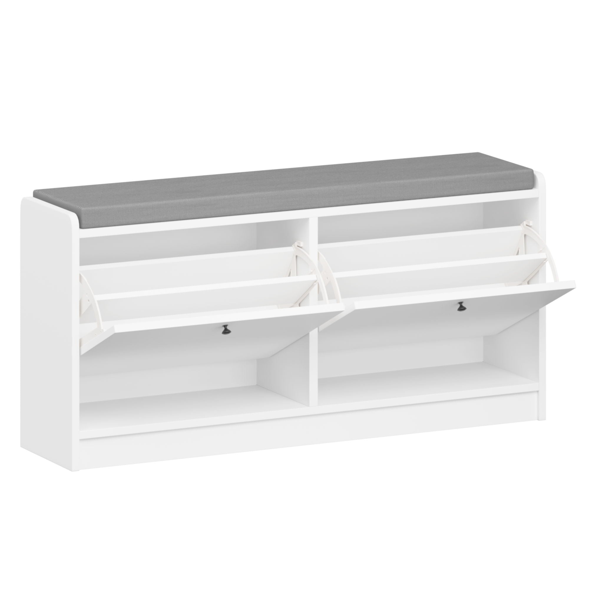 Shoe Storage Bench With Cushion, Entryway Organizer Cabinet For Hallway - White by HouseOfZazla