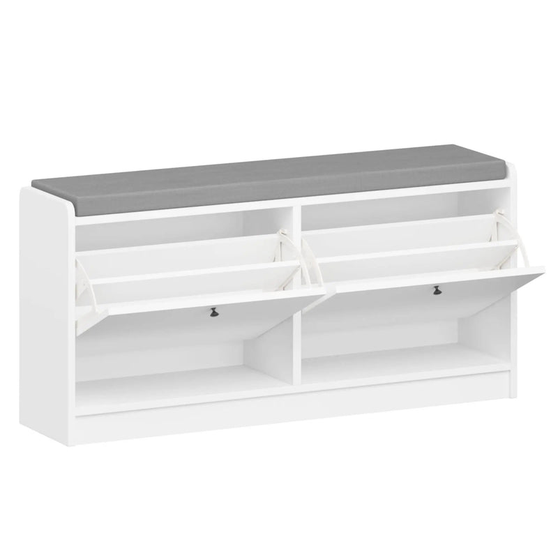 Shoe Storage Bench With Cushion, Entryway Organizer Cabinet For Hallway - White by HouseOfZazla