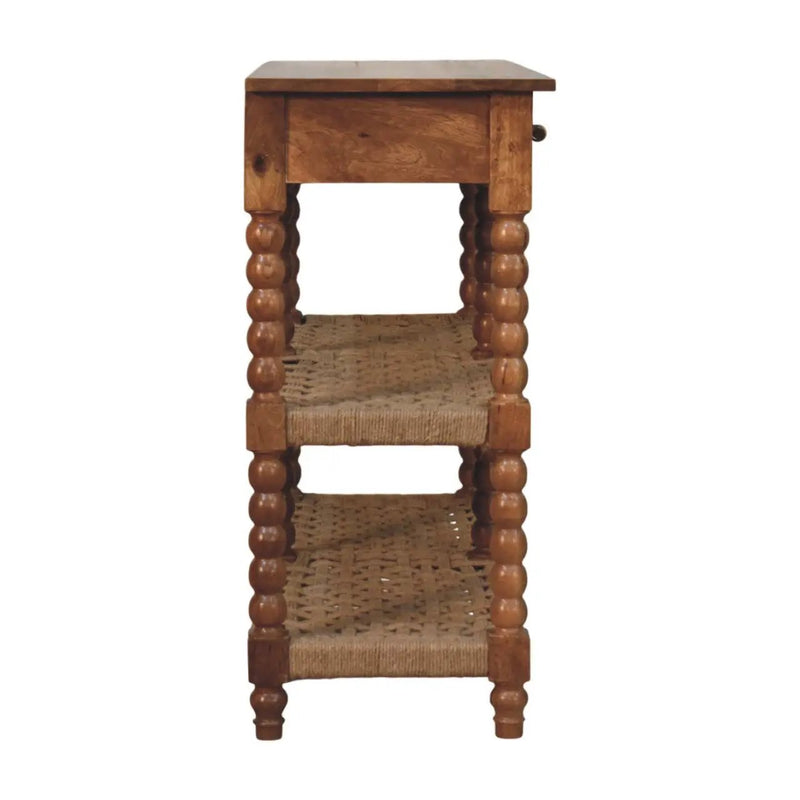 Solid Wood Spindle Woven Console by HouseOfZazla