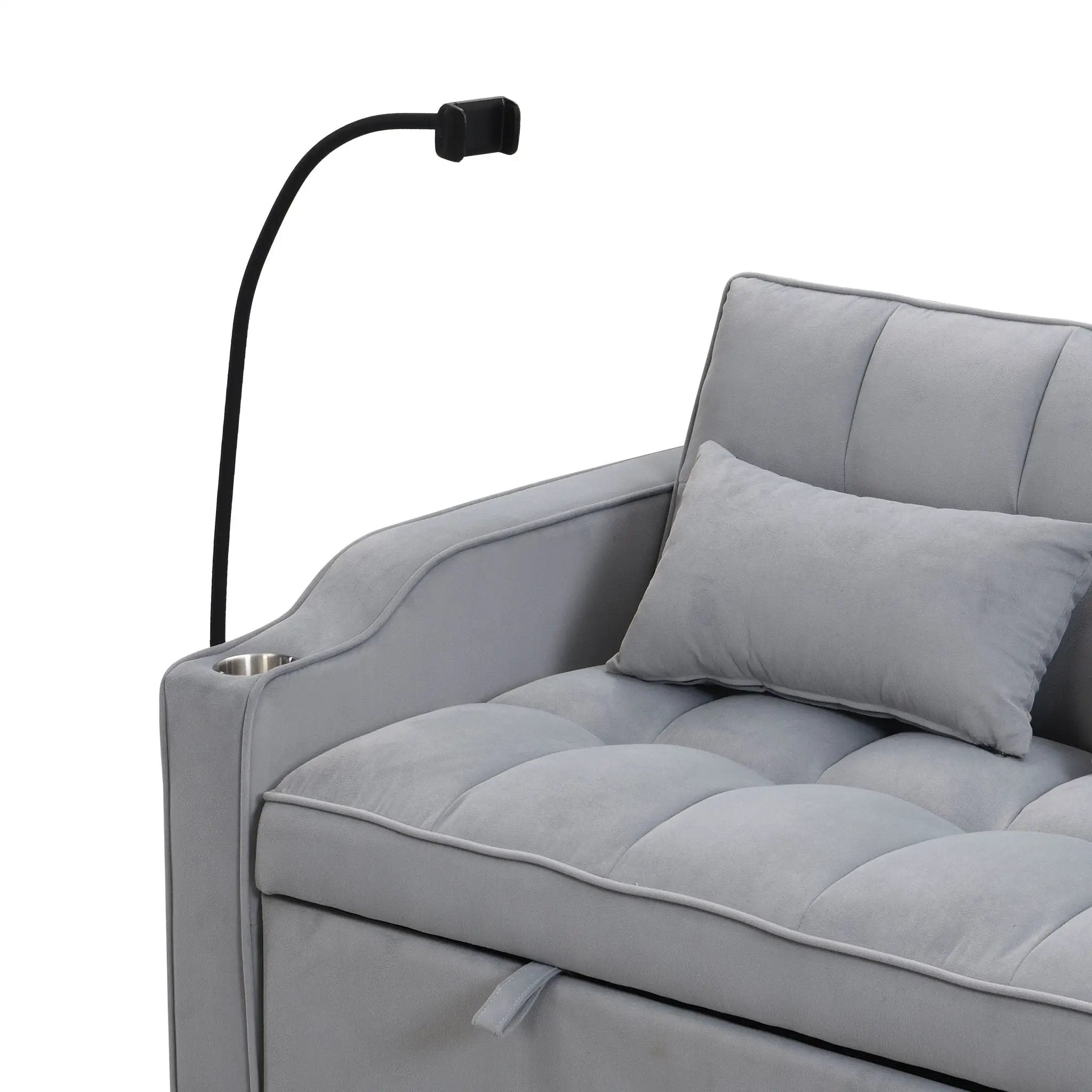 Modern Loveseat Futon Sofa With Pullout Bed, Adjustable Reclining Backrest, Toss Pillows by Unique Piece Furniture