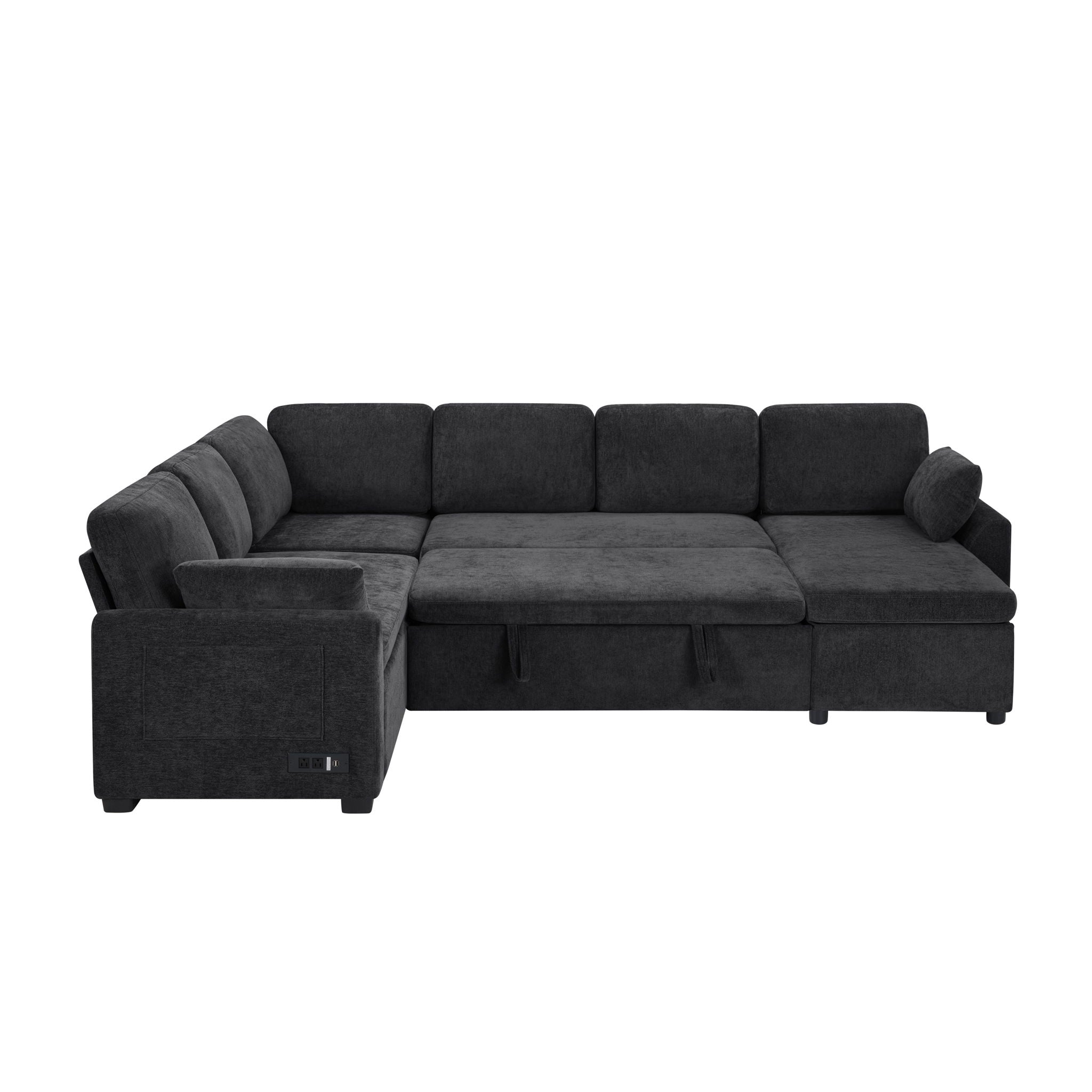 Convertible U-Shaped Sectional Sofa Bed With Reversible Chaise by HouseOfZazla