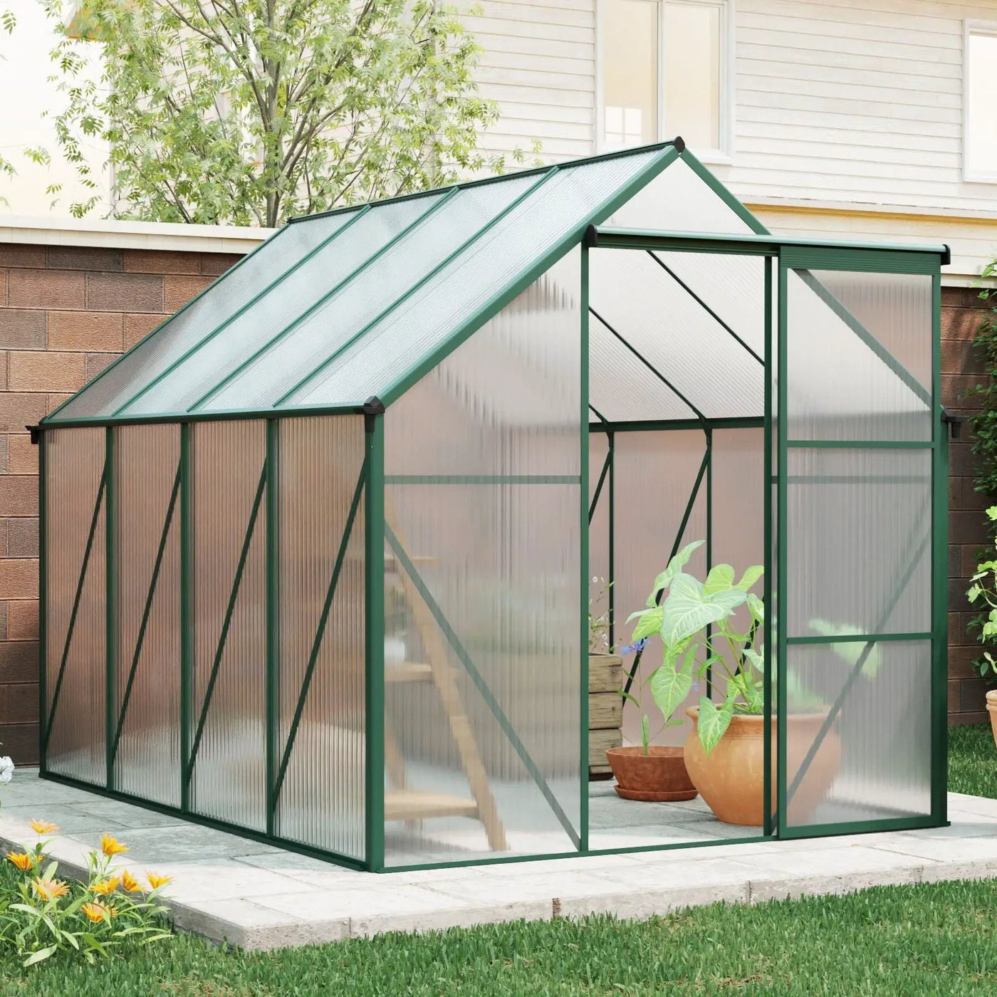 Polycarbonate house Raised Base And Anchor Aluminum Heavy Duty Walk-In houses For Outdoor Backyard In All Season by HouseOfZazla