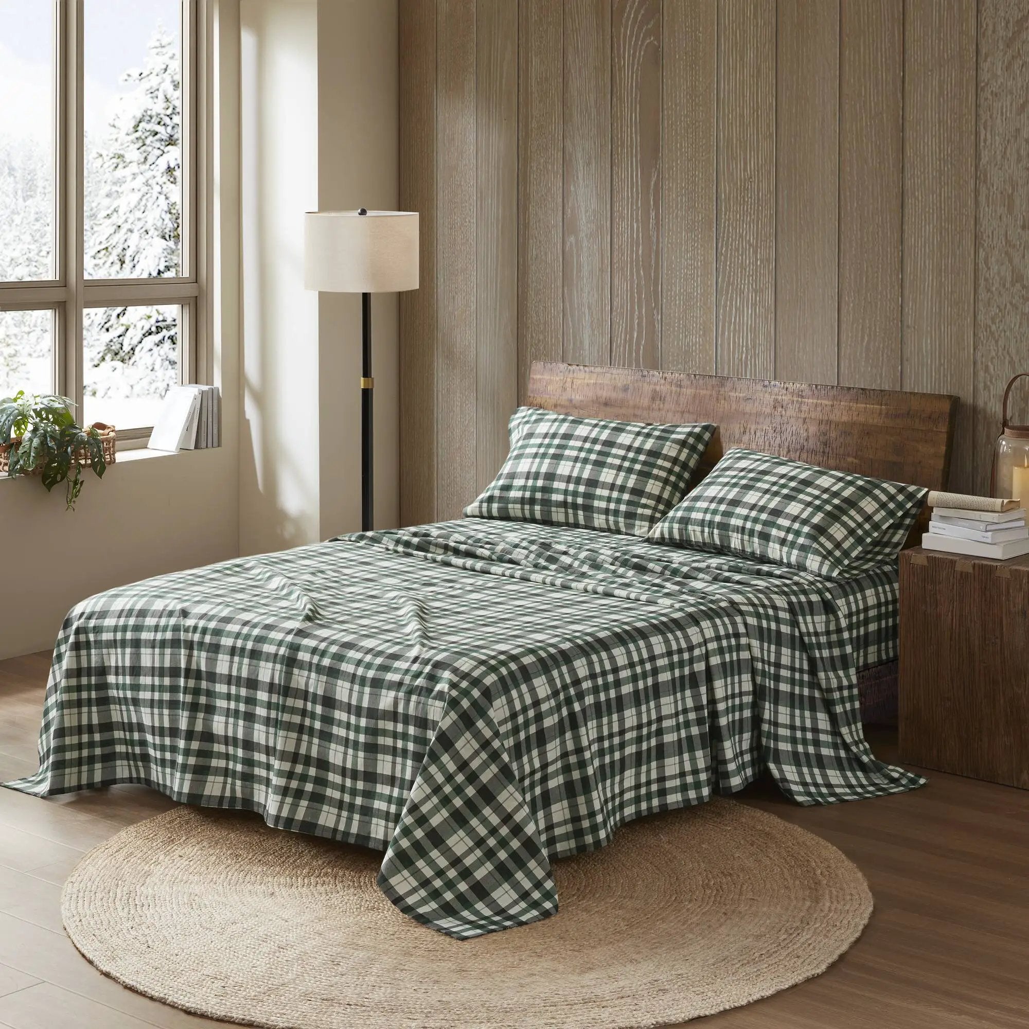 4 Pieces Queen 100% Cotton Flannel Printed Sheet Set Finton by HouseOfZazla