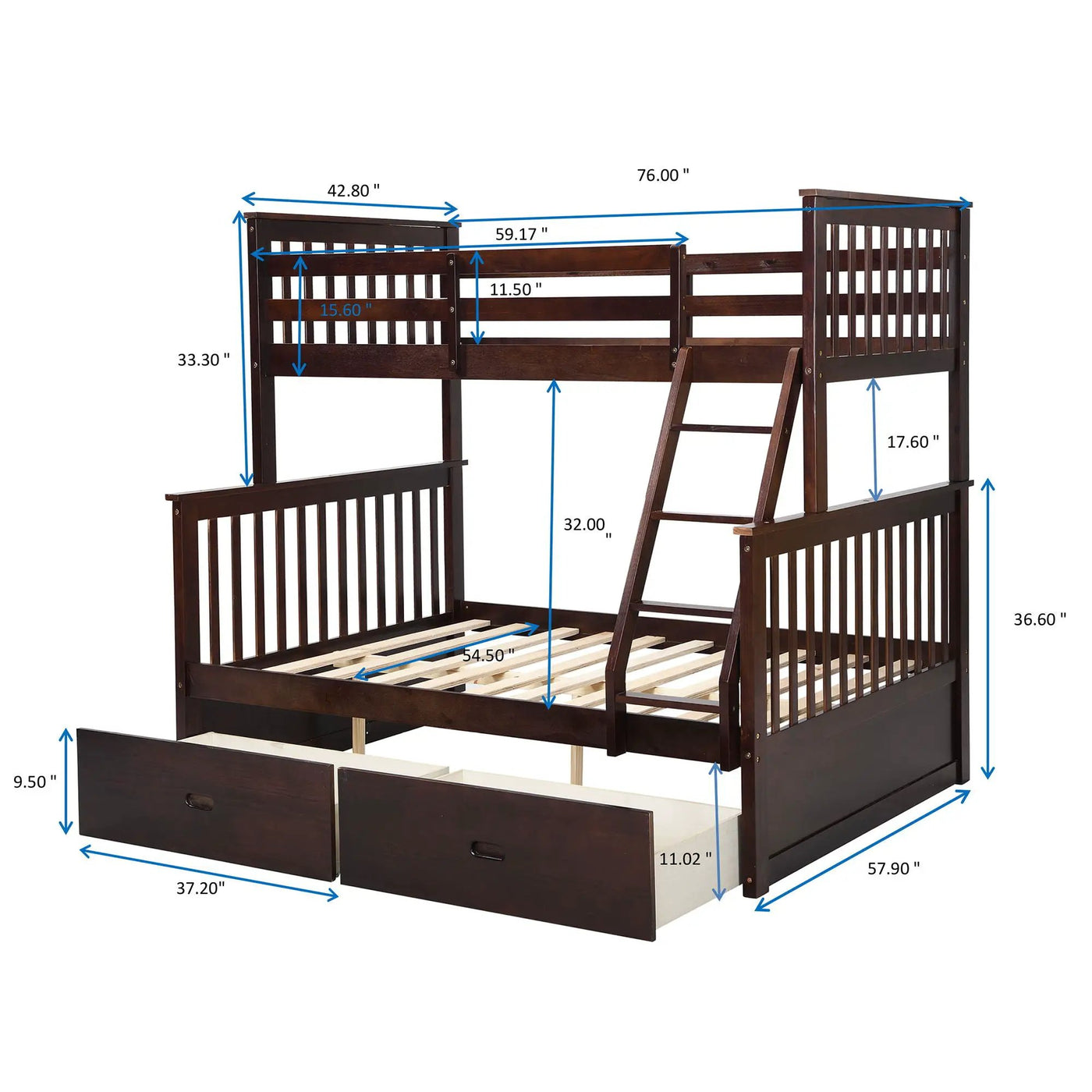 Bunk Bed With Ladder, And Safety Guard Rails by Unique Piece Furniture