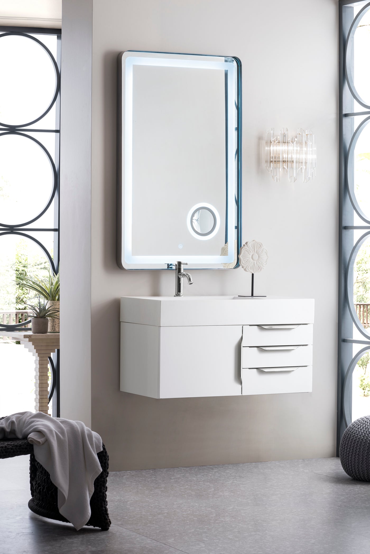 James Martin Columbia 36" Floating Single Bathroom Vanity, Glossy White by James Martin