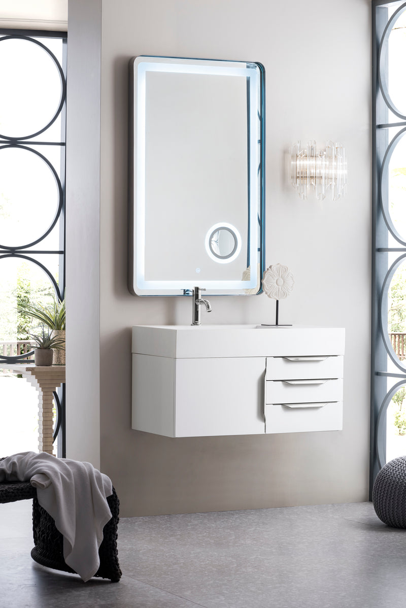 James Martin Columbia 36" Floating Single Bathroom Vanity, Glossy White, view 4