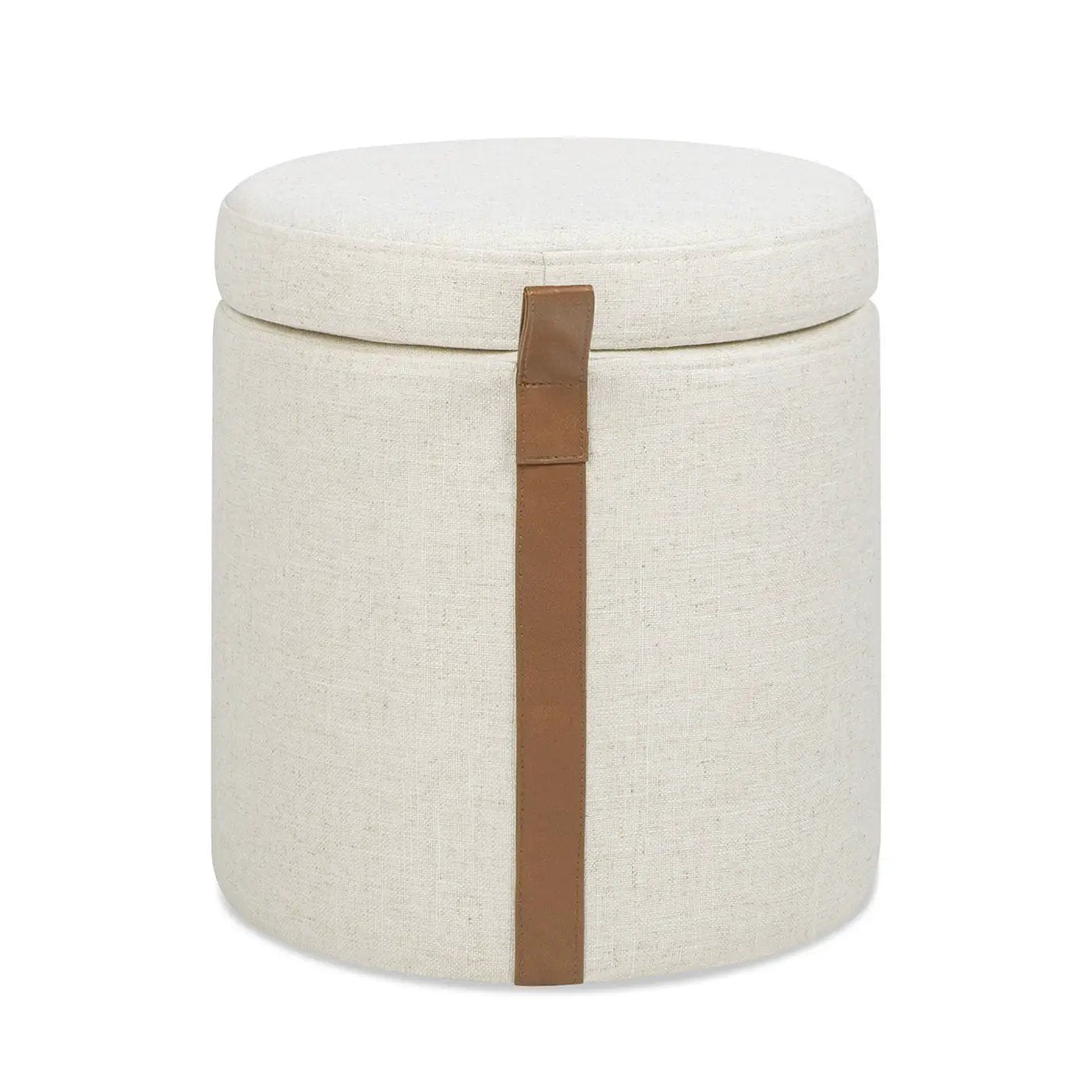 Brandy - Round Upholstered Storage Ottoman With Accent by HouseOfZazla