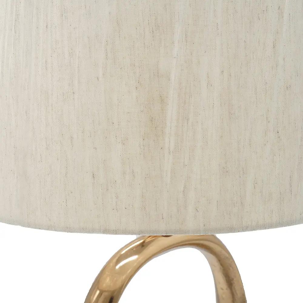D14x28.5' Oval Shape Cut Out Metal Table Lamp with Cream Linen Shade by HouseOfZazla