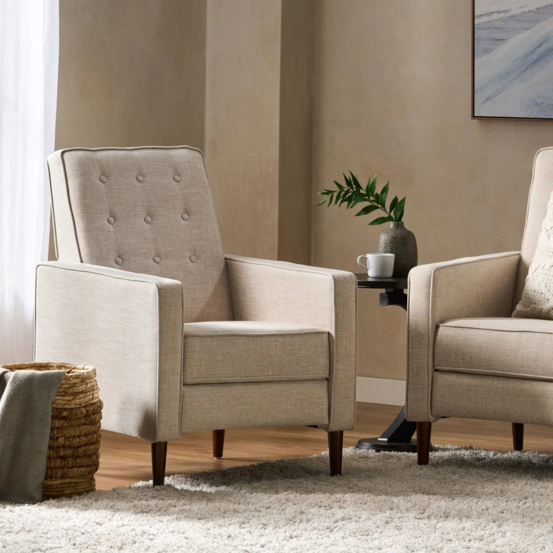 Mid-Century Modern Recliner With Button Tufted Waffle Stitch by Unique Piece Furniture