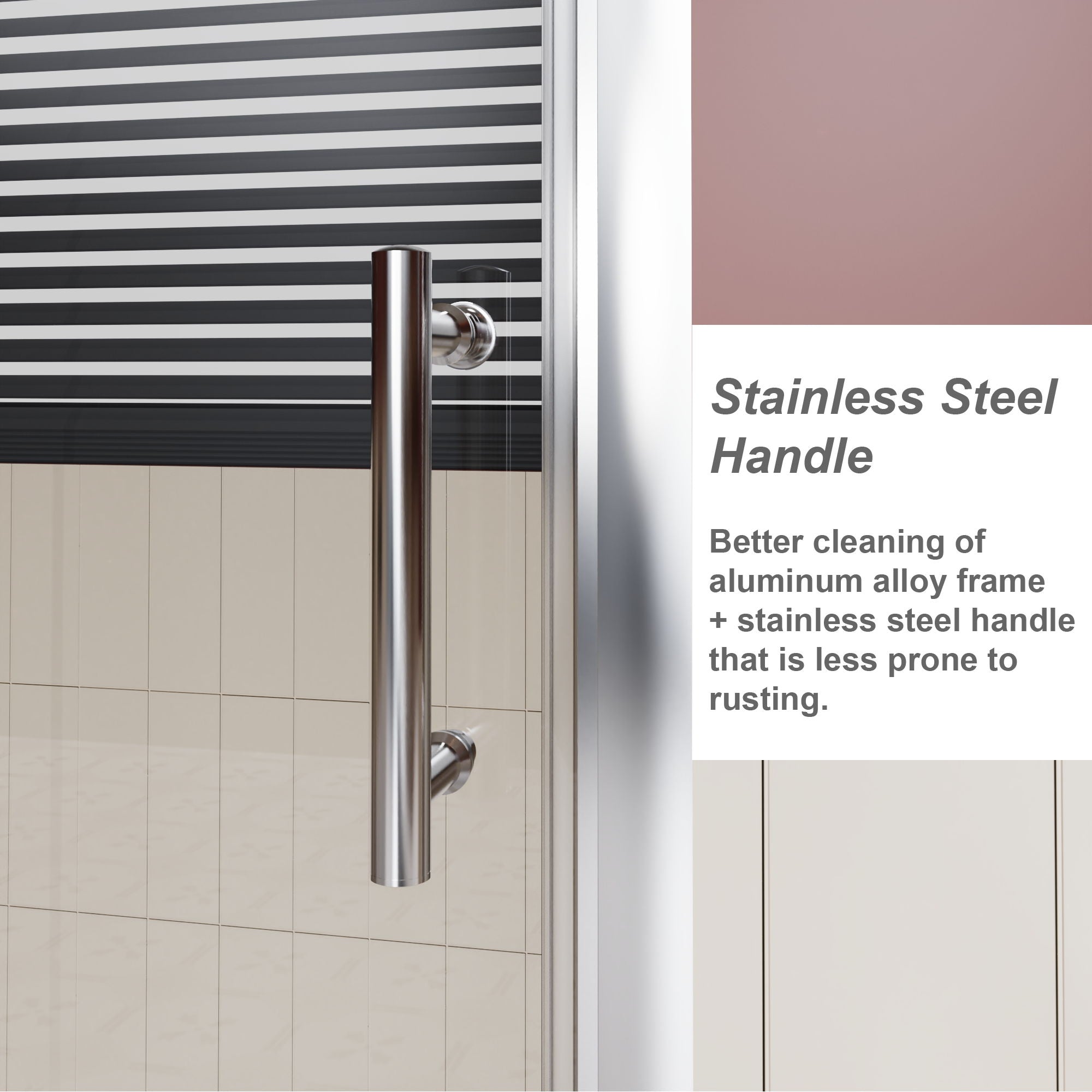 Single Sliding Shower Door With Handle - Chrome by HouseOfZazla