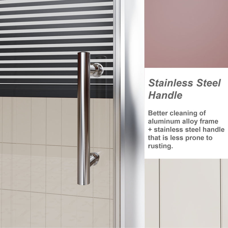 Single Sliding Shower Door With Handle - Chrome by HouseOfZazla