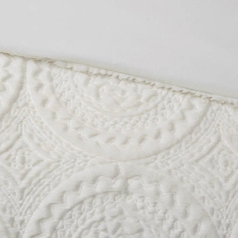 Full/Queen Embroidered Medallion Faux Fur Ultra Plush Comforter Mini Set by HouseOfZazla