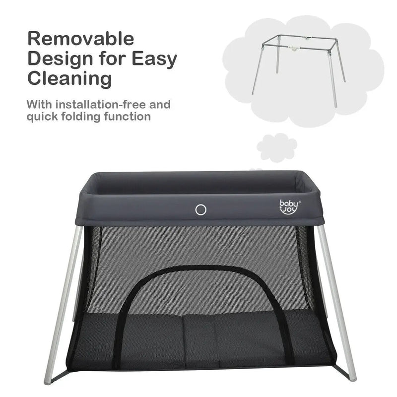 Lightweight Foldable Baby Playpen w/ Carry Bag-Dark Gray by DirectDeals