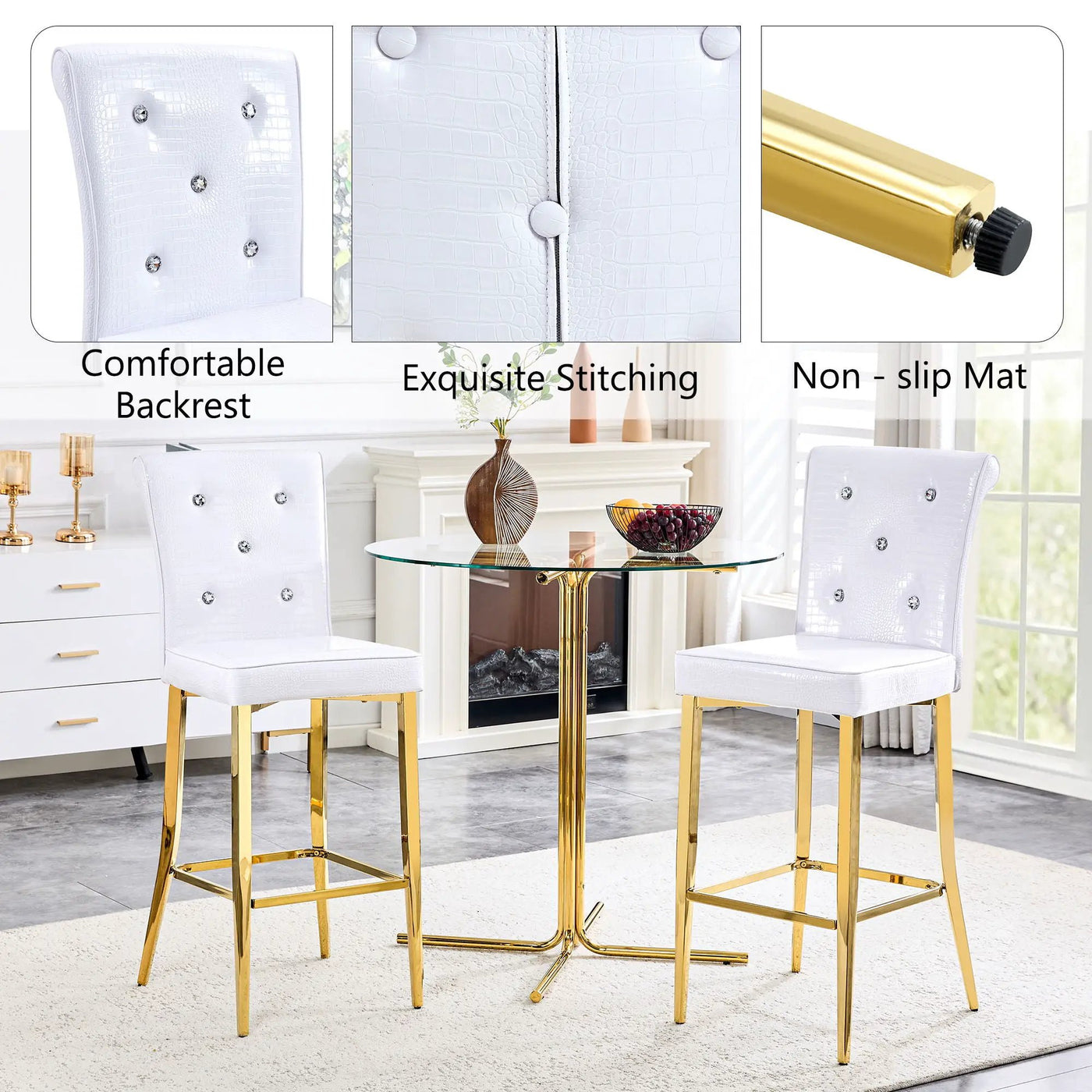 Bar Chairs With Crystal Clasp Design (Set of 2) by HouseOfZazla