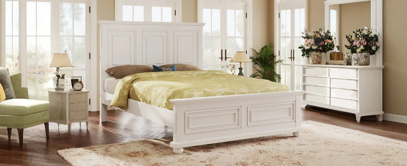 Pinewood Vintage Tall Headboard King Bed Frame with Classic Details - White, photo 2 of 10