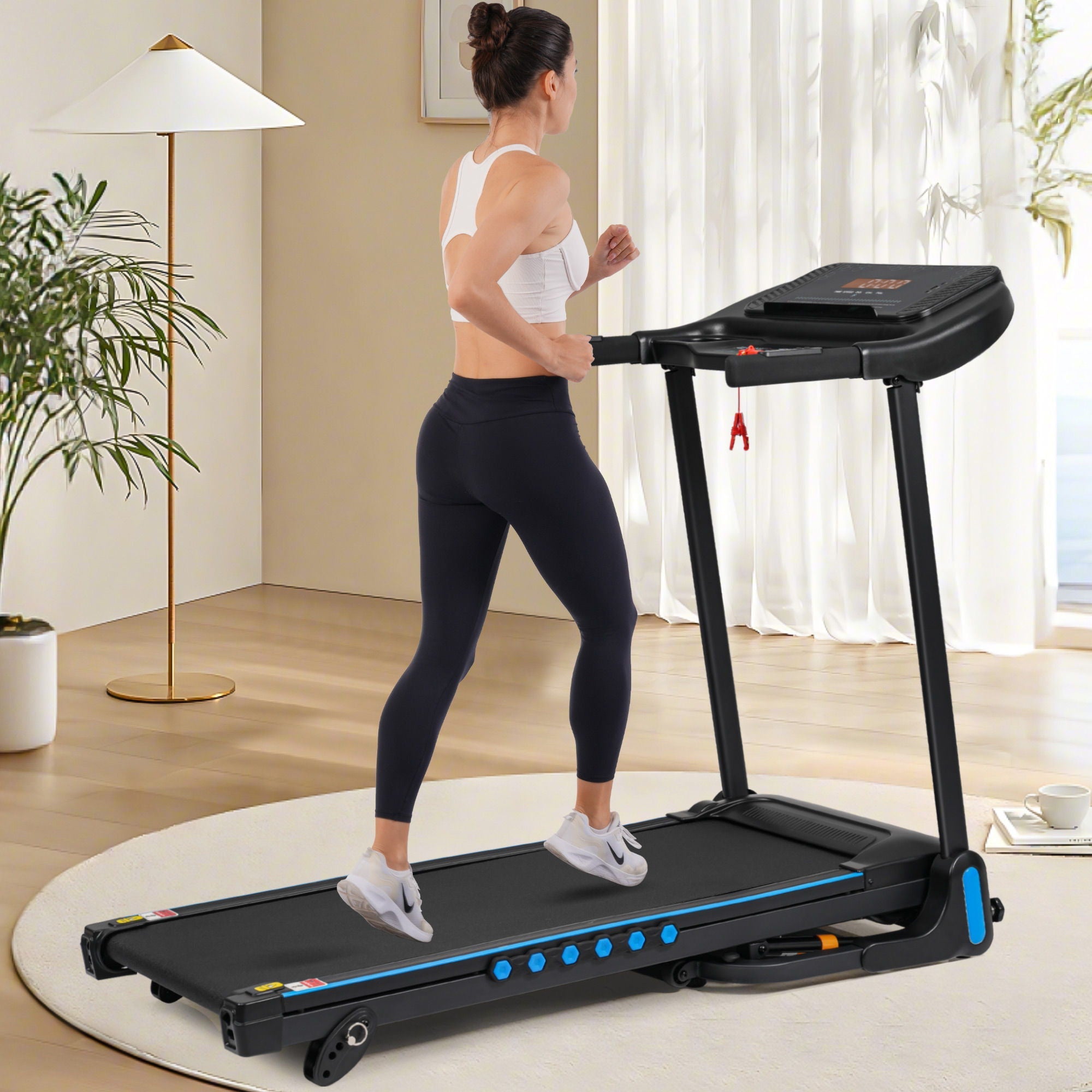 Incline Treadmill For Running & Walking, Hydraulic System Auto Folding With Type C & USB Charge For Android, 10Mph, Bluetooth Speaker - Black by HouseOfZazla