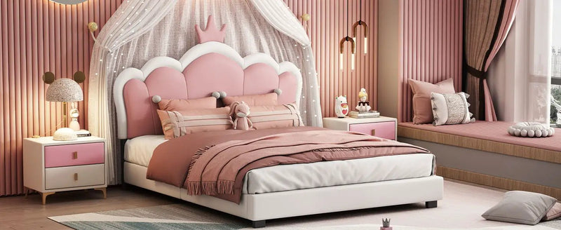 Upholstered Princess Platform Bed With Crown Headboard by HouseOfZazla