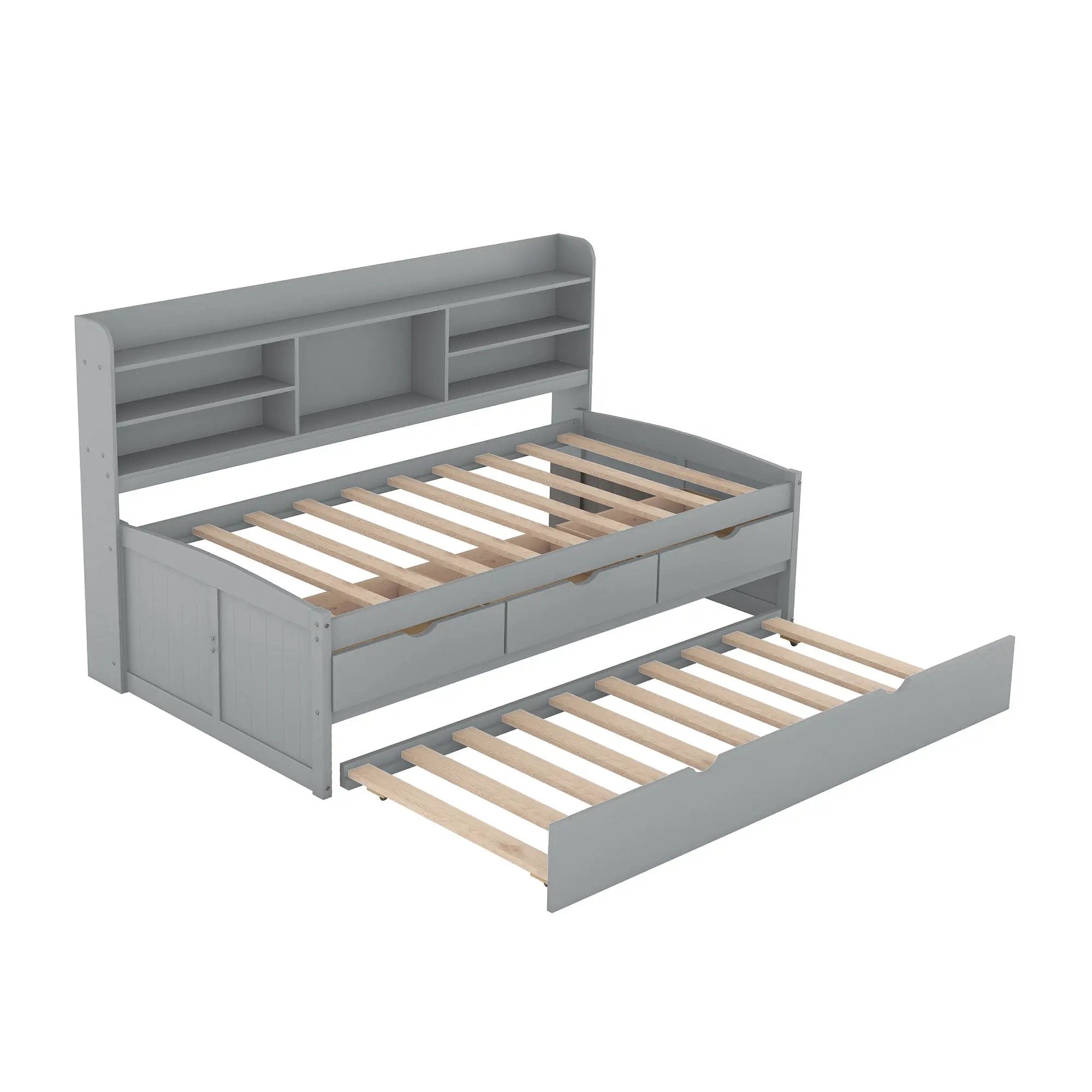 Captain Bed With Built In Bookshelves, 3 Storage Drawers, And Trundle by HouseOfZazla