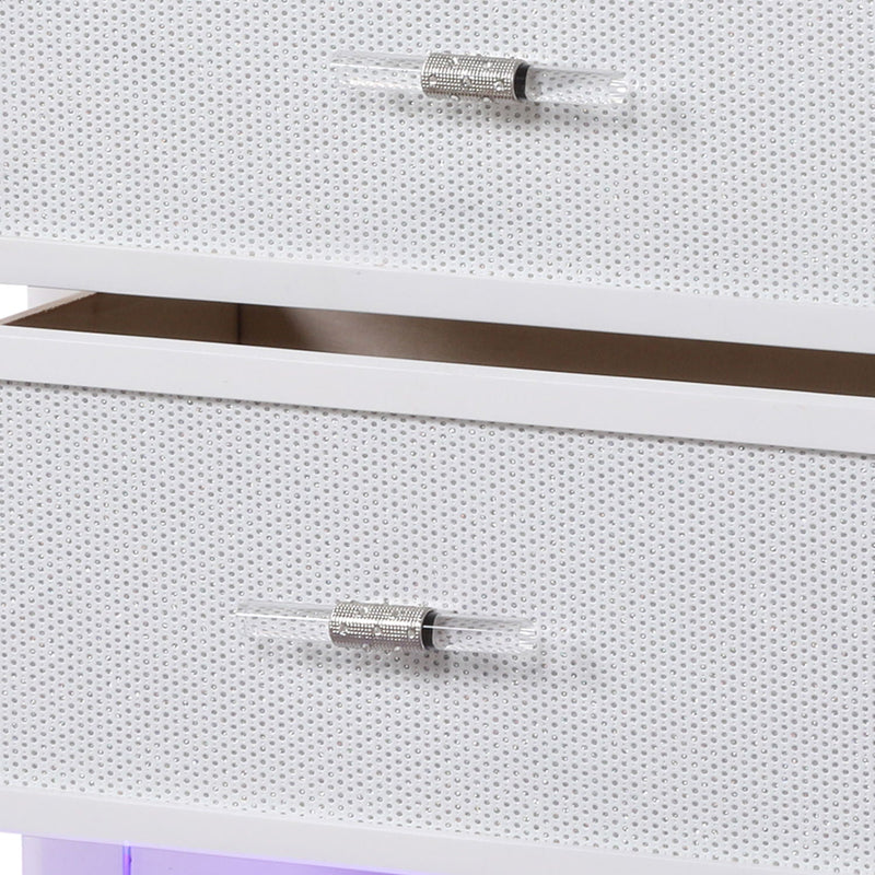 Opium - 2 Drawer Nightstand With LED Lights - White by HouseOfZazla