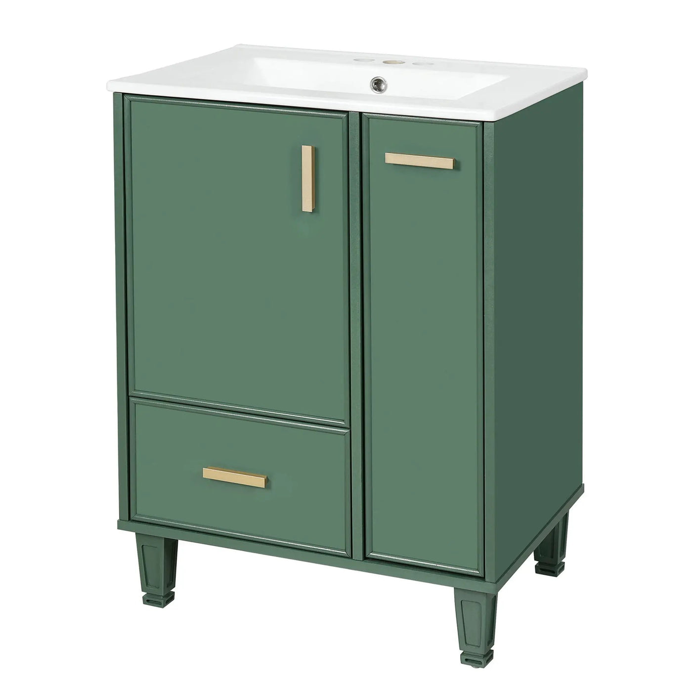 Bathroom Vanity With Sink, Deep Drawer, Door Shelf, 2 Tier Basket by HouseOfZazla
