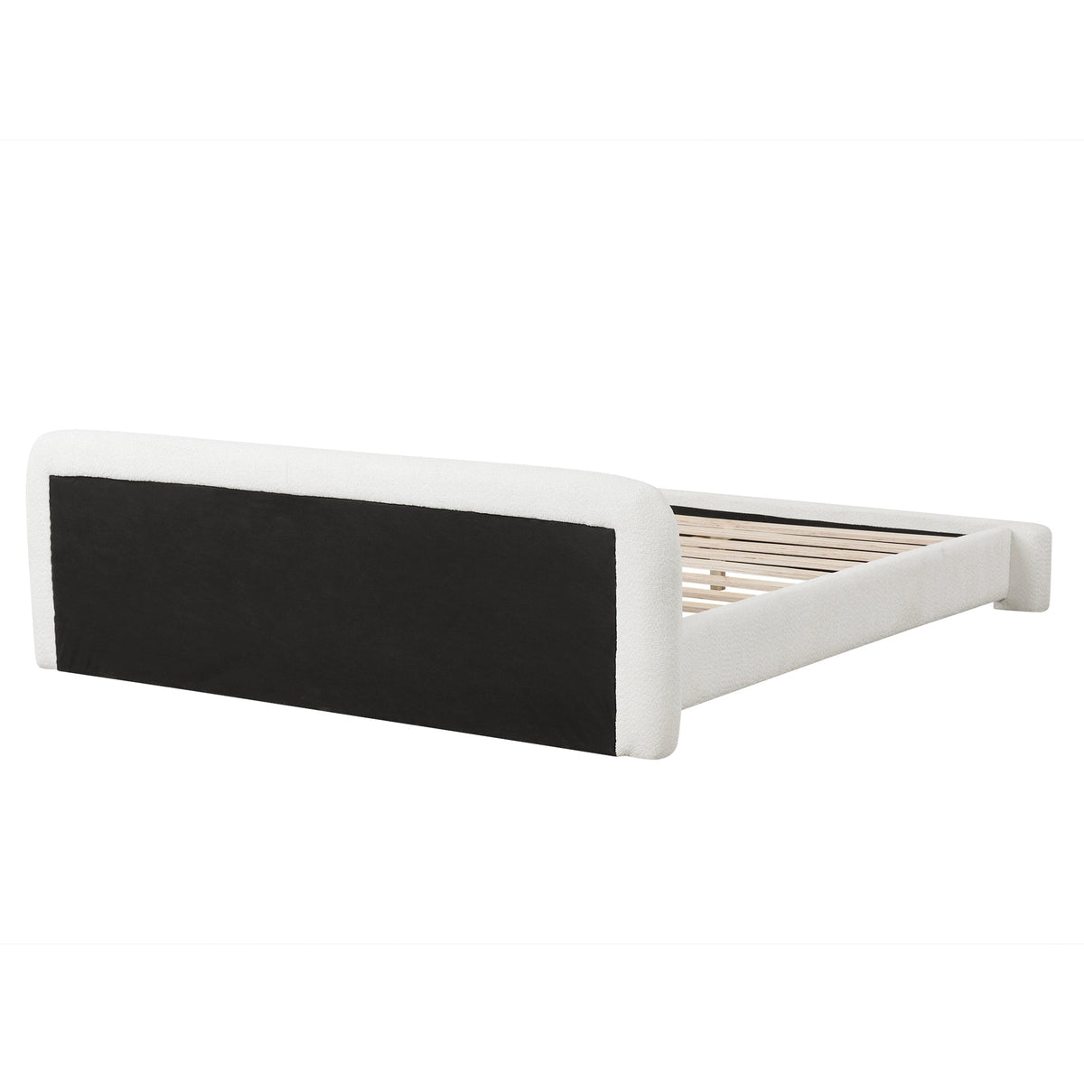 Cozy Upholstered Bed with Minimalist Frame - White Boucle, photo 4 of 8