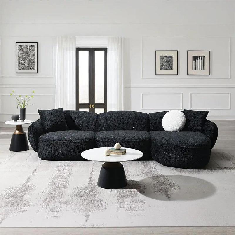 Lucifer - Sectional Sofa With 3 Pillows - Black Shimmer Chenille by Unique Piece Furniture
